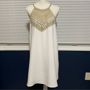 Lilly Pulitzer Pearl White Shift Dress Resort White Gold Halter